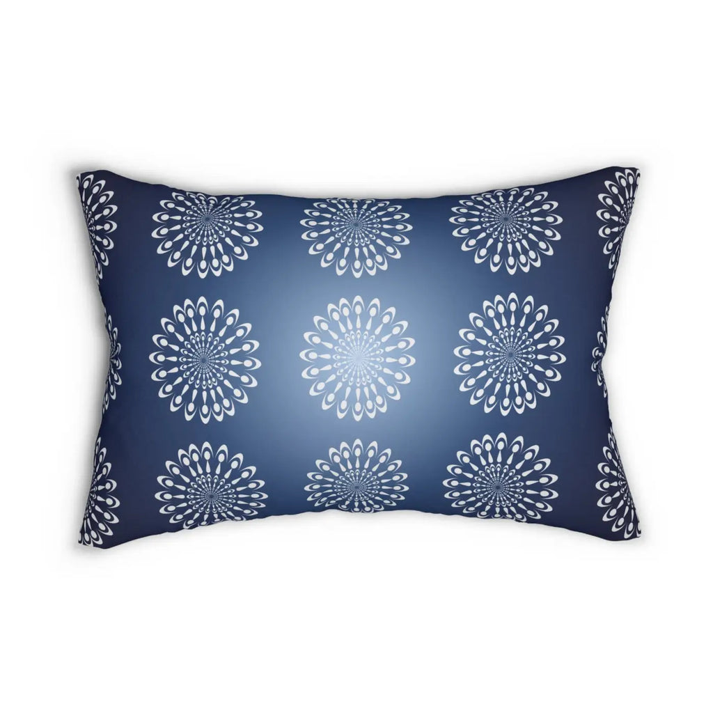 Navy Blue Pillow - Geometric Mandal Pattern Lumbar - DipaliZ