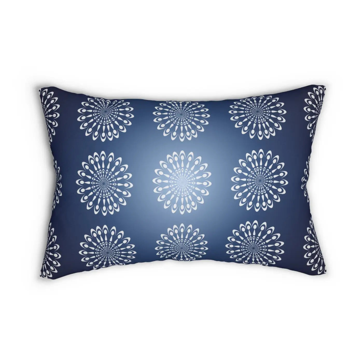 Navy Blue Pillow - Geometric Mandal Pattern Lumbar - DipaliZ