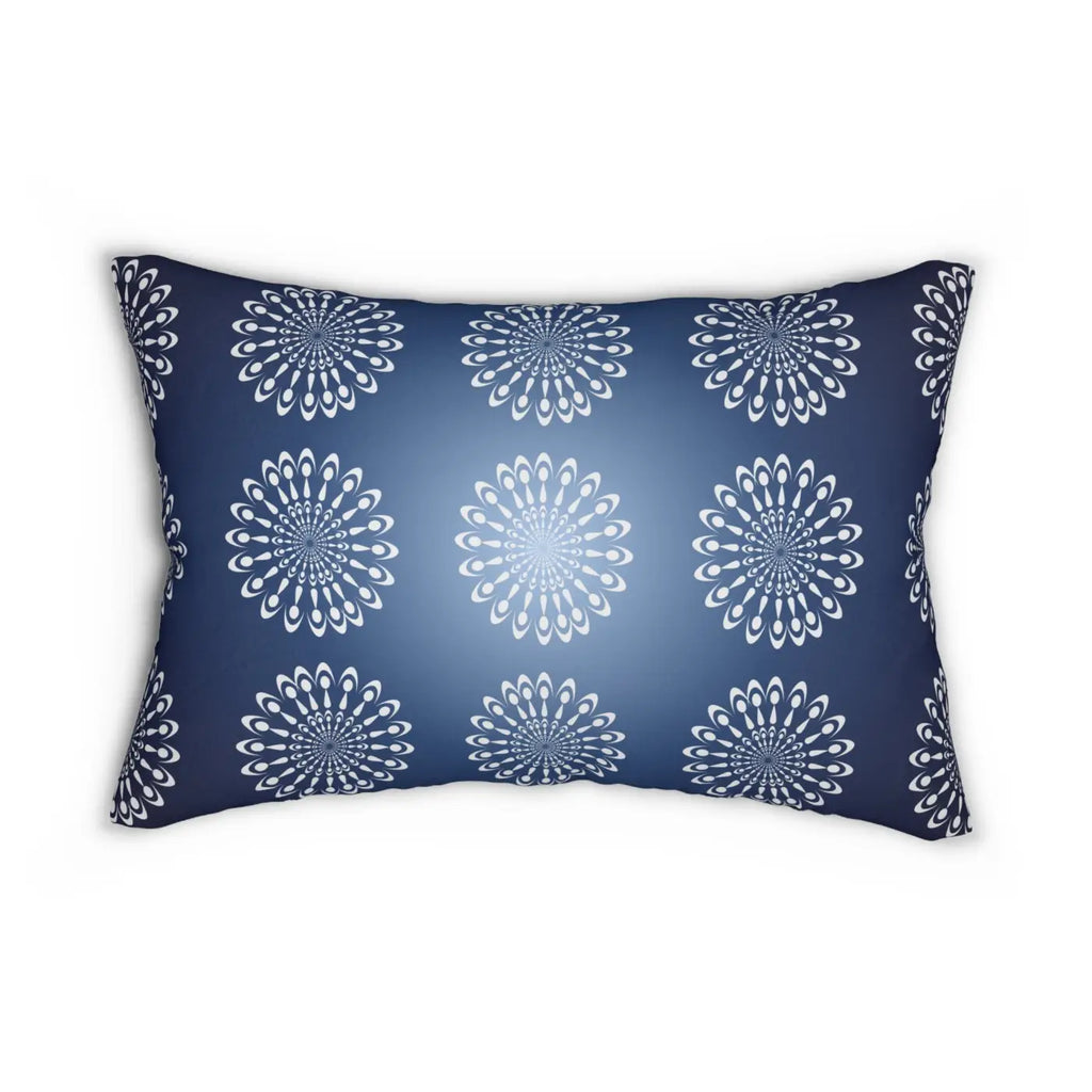 Navy Blue Pillow - Geometric Mandal Pattern Lumbar - DipaliZ