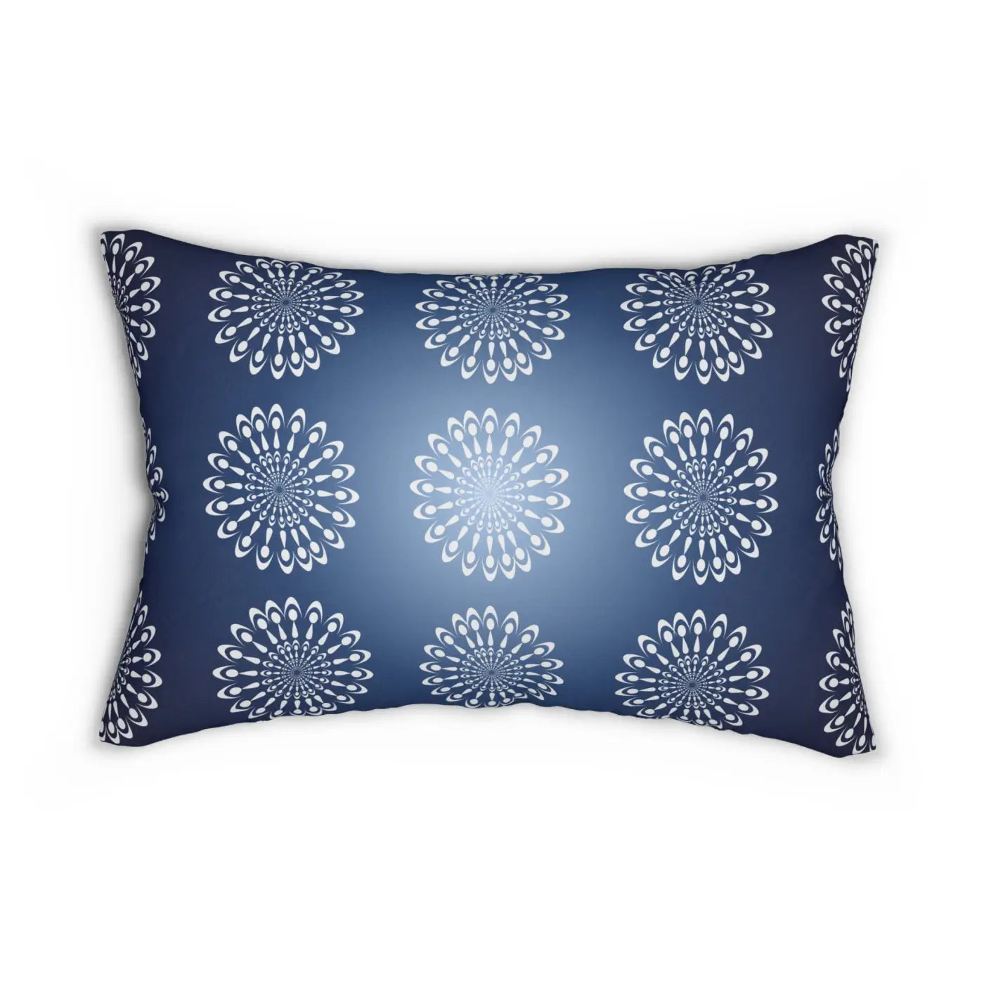 Navy Blue Pillow - Geometric Mandal Pattern Lumbar - DipaliZ