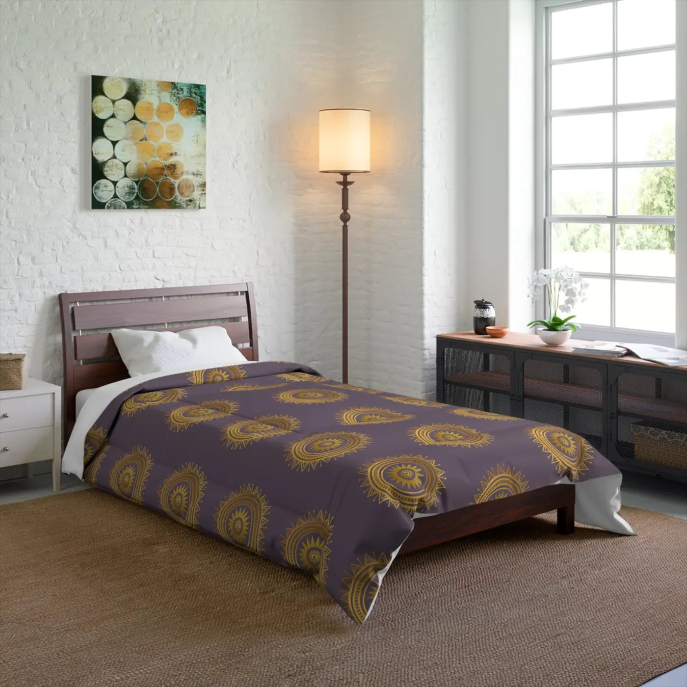 Golden Mandala Purple Comforter - Bold Bedroom Upgrade - DipaliZ