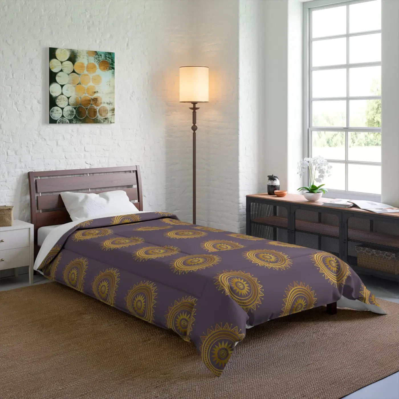 Golden Mandala Purple Comforter - Bold Bedroom Upgrade - DipaliZ