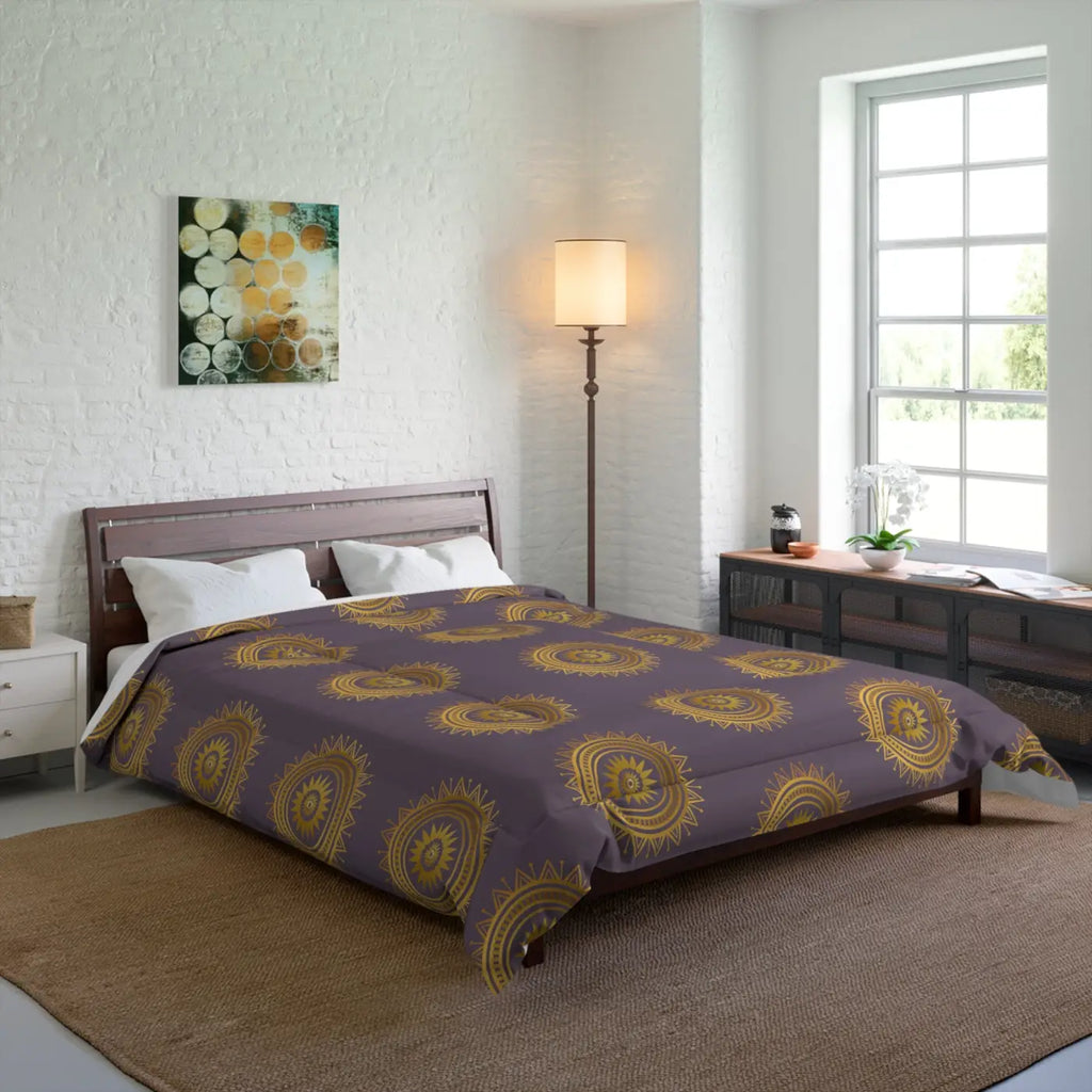 Golden Mandala Purple Comforter - Bold Bedroom Upgrade - DipaliZ