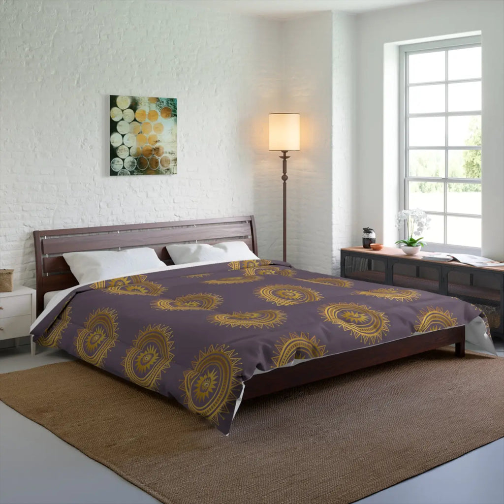 Golden Mandala Purple Comforter - Bold Bedroom Upgrade - DipaliZ