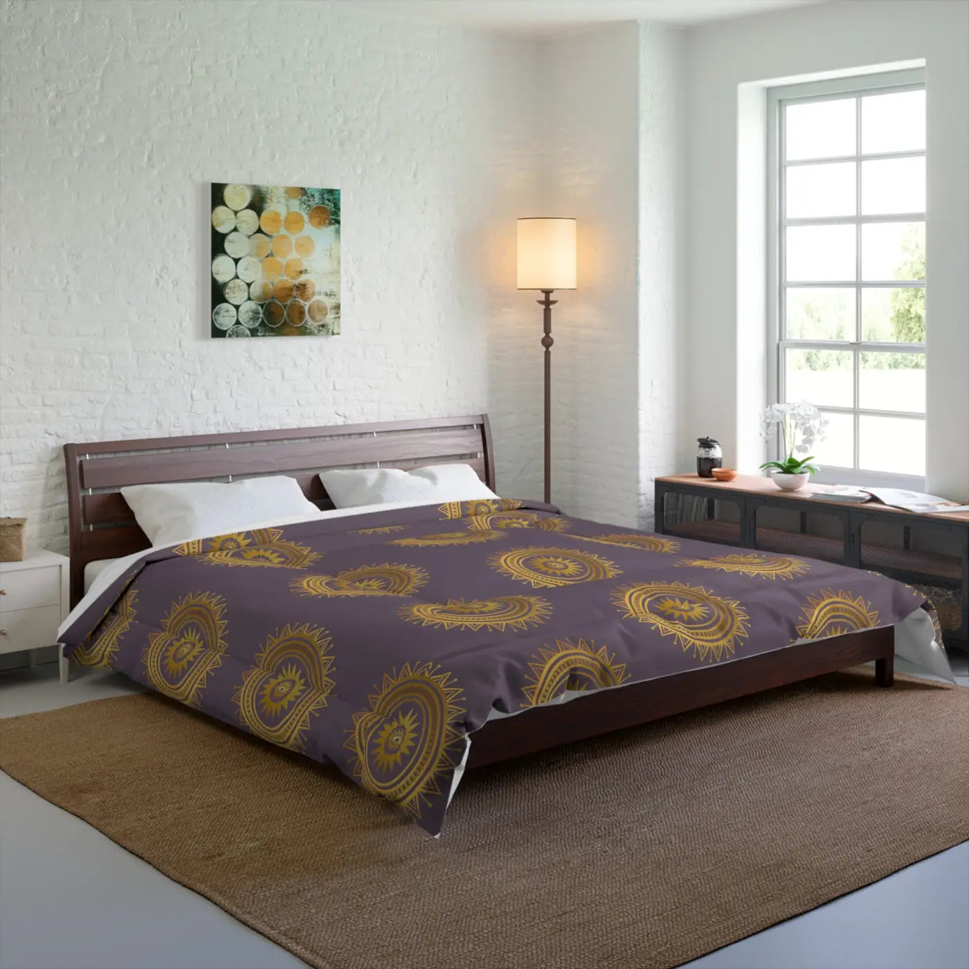 Golden Mandala Purple Comforter - Bold Bedroom Upgrade - DipaliZ