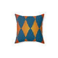 Geometric Polyester Square Pillow - Orange and Blue - DipaliZ