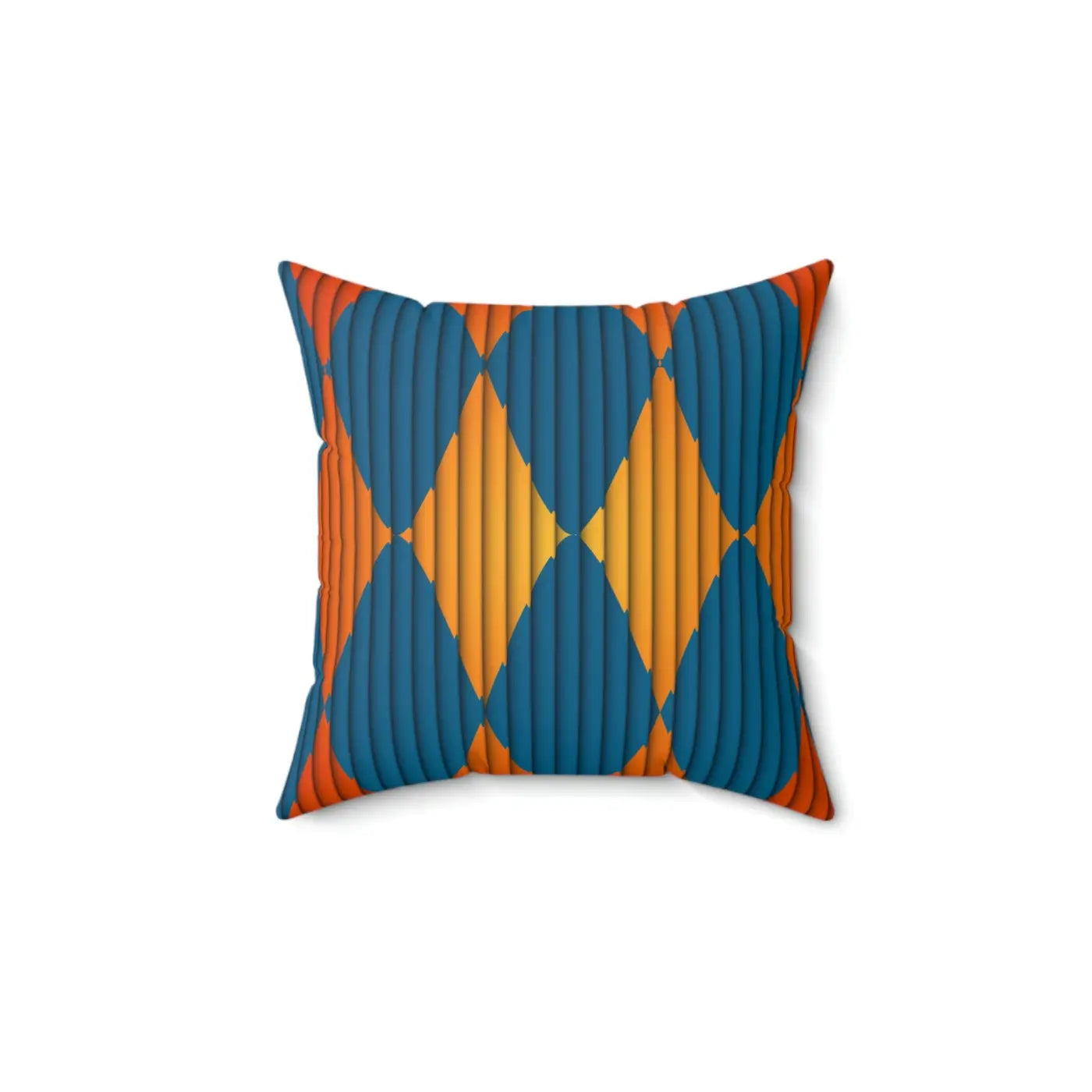 Geometric Polyester Square Pillow - Orange and Blue - DipaliZ