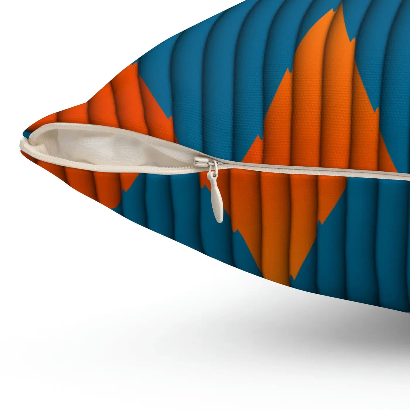 Geometric Polyester Square Pillow - Orange and Blue - DipaliZ