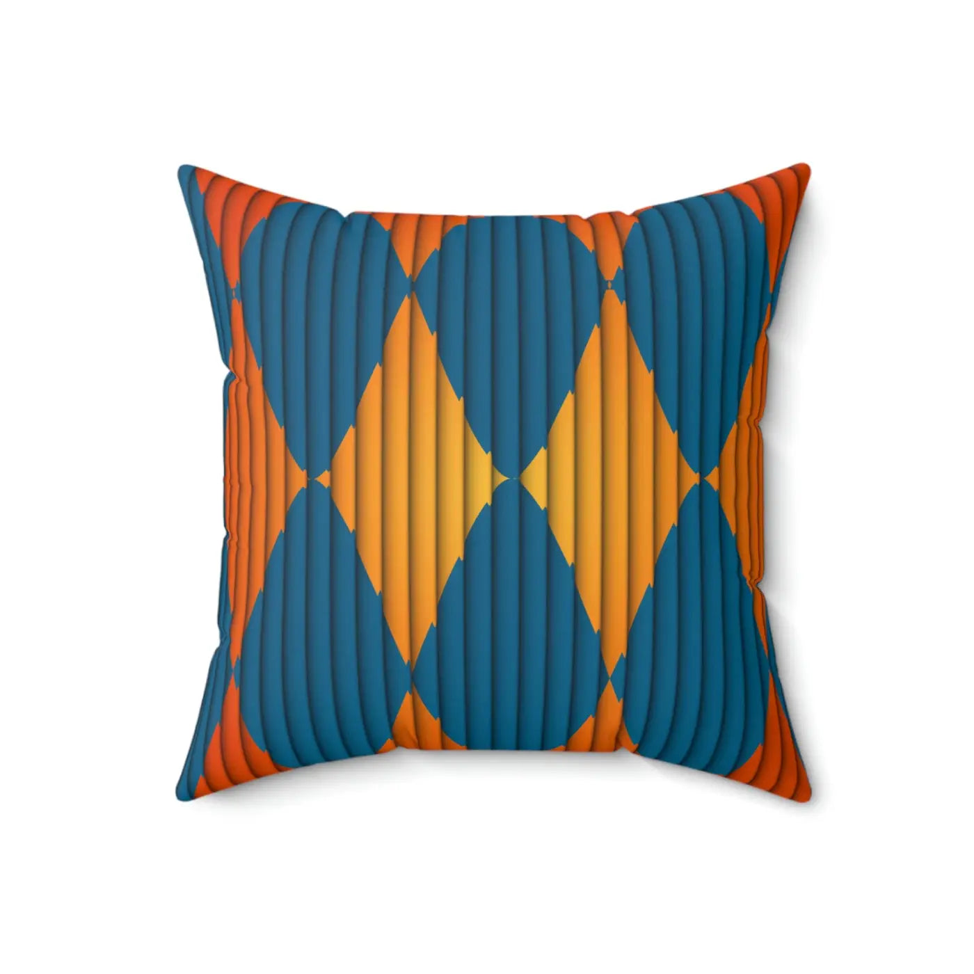 Geometric Polyester Square Pillow - Orange and Blue - DipaliZ