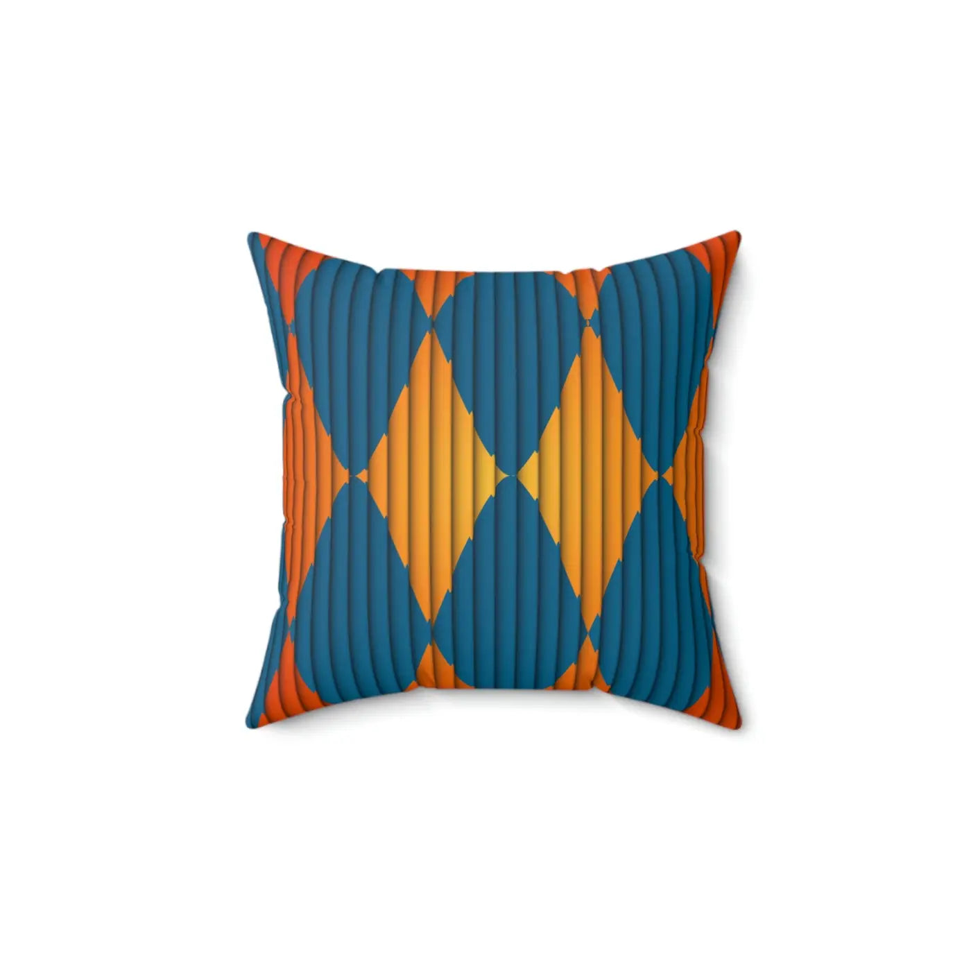 Geometric Polyester Square Pillow - Orange and Blue - DipaliZ