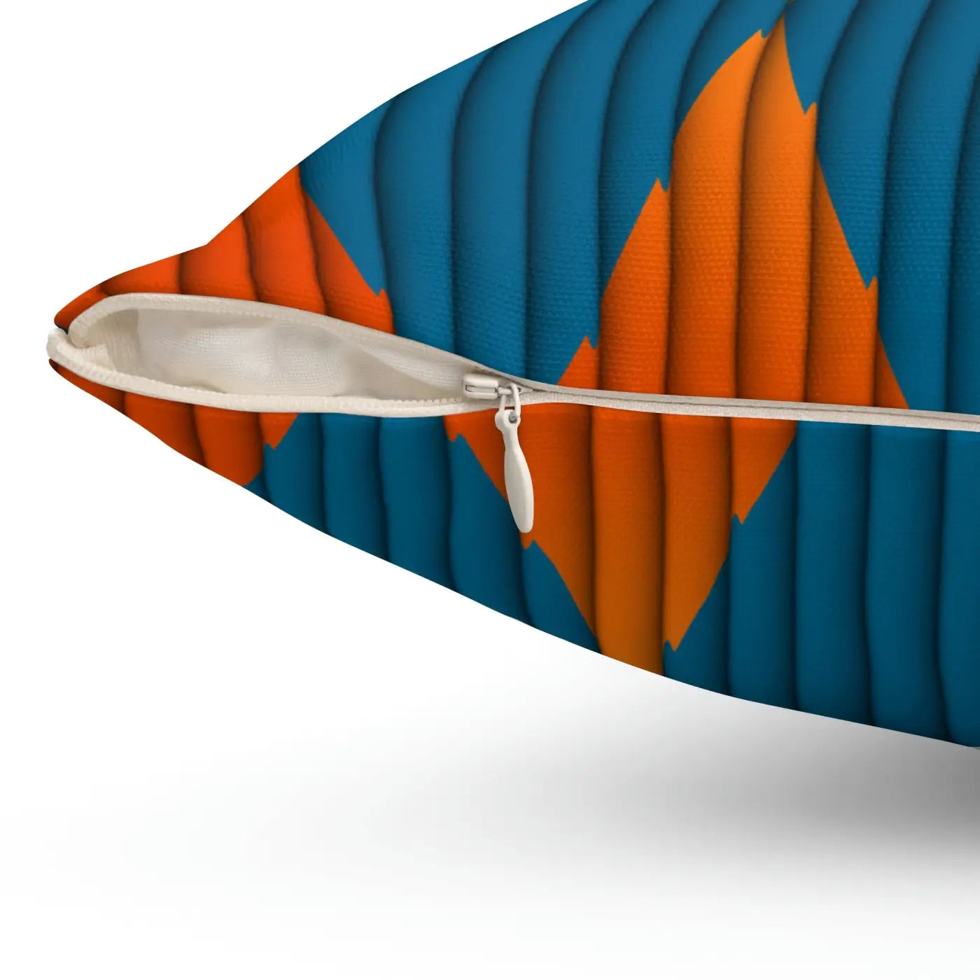 Geometric Polyester Square Pillow - Orange and Blue - DipaliZ