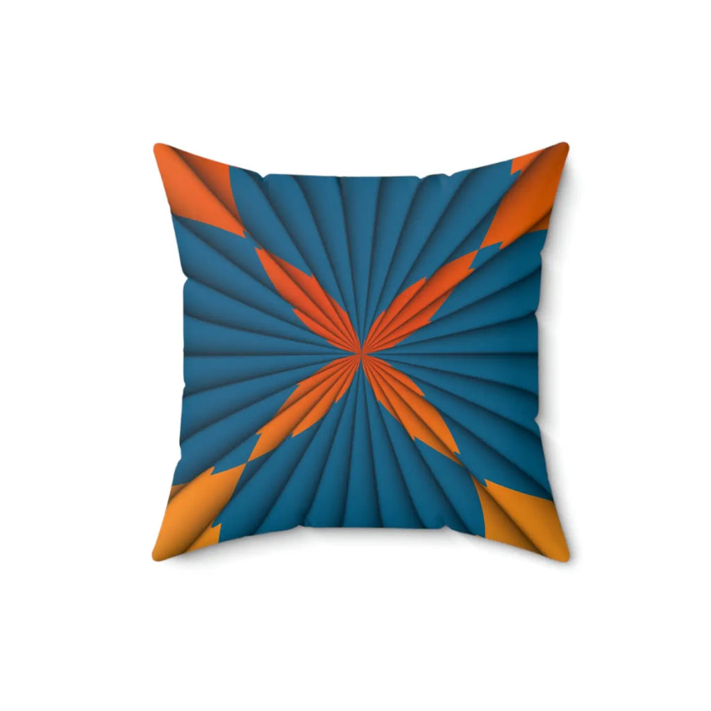 Blue Radial Abstract Polyester Square Pillow - Modern Home Decor - DipaliZ