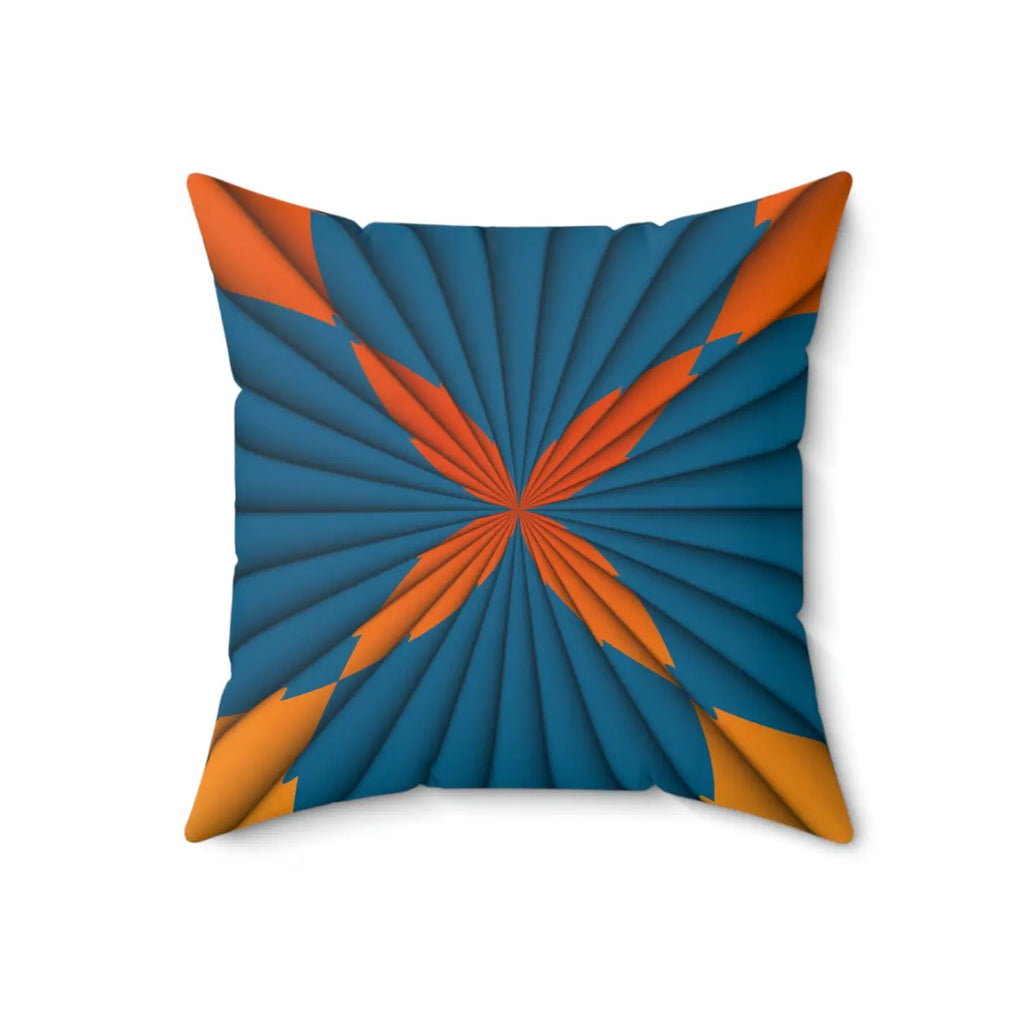 Blue Radial Abstract Polyester Square Pillow - Modern Home Decor - DipaliZ