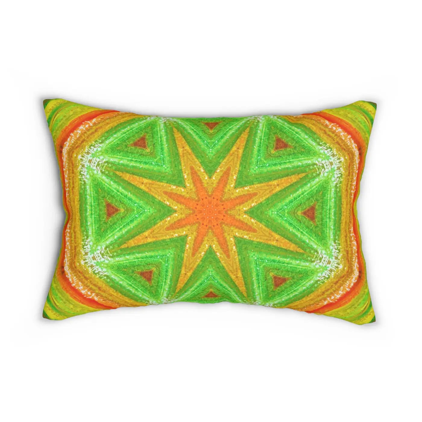 Geometric Spun Polyester Lumbar Pillow - Orange and Green - DipaliZ