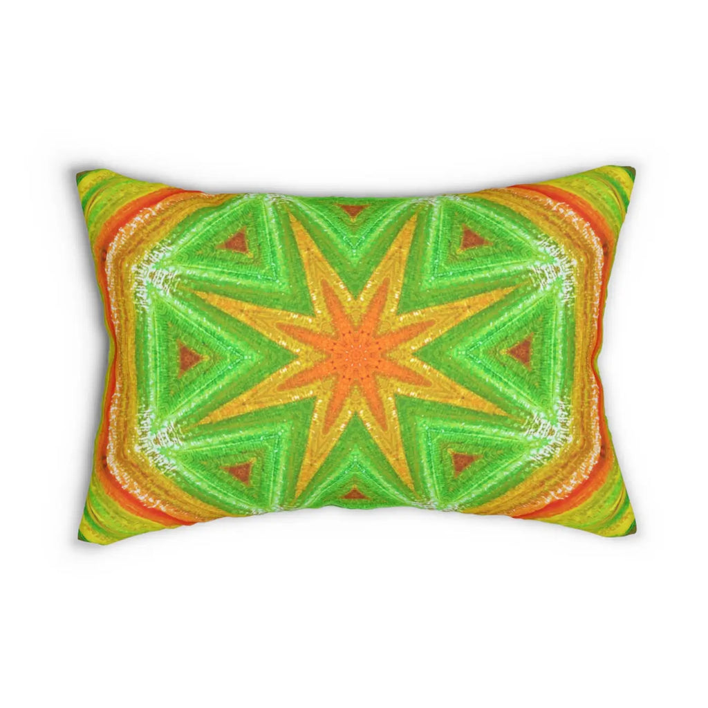 Geometric Spun Polyester Lumbar Pillow - Orange and Green - DipaliZ