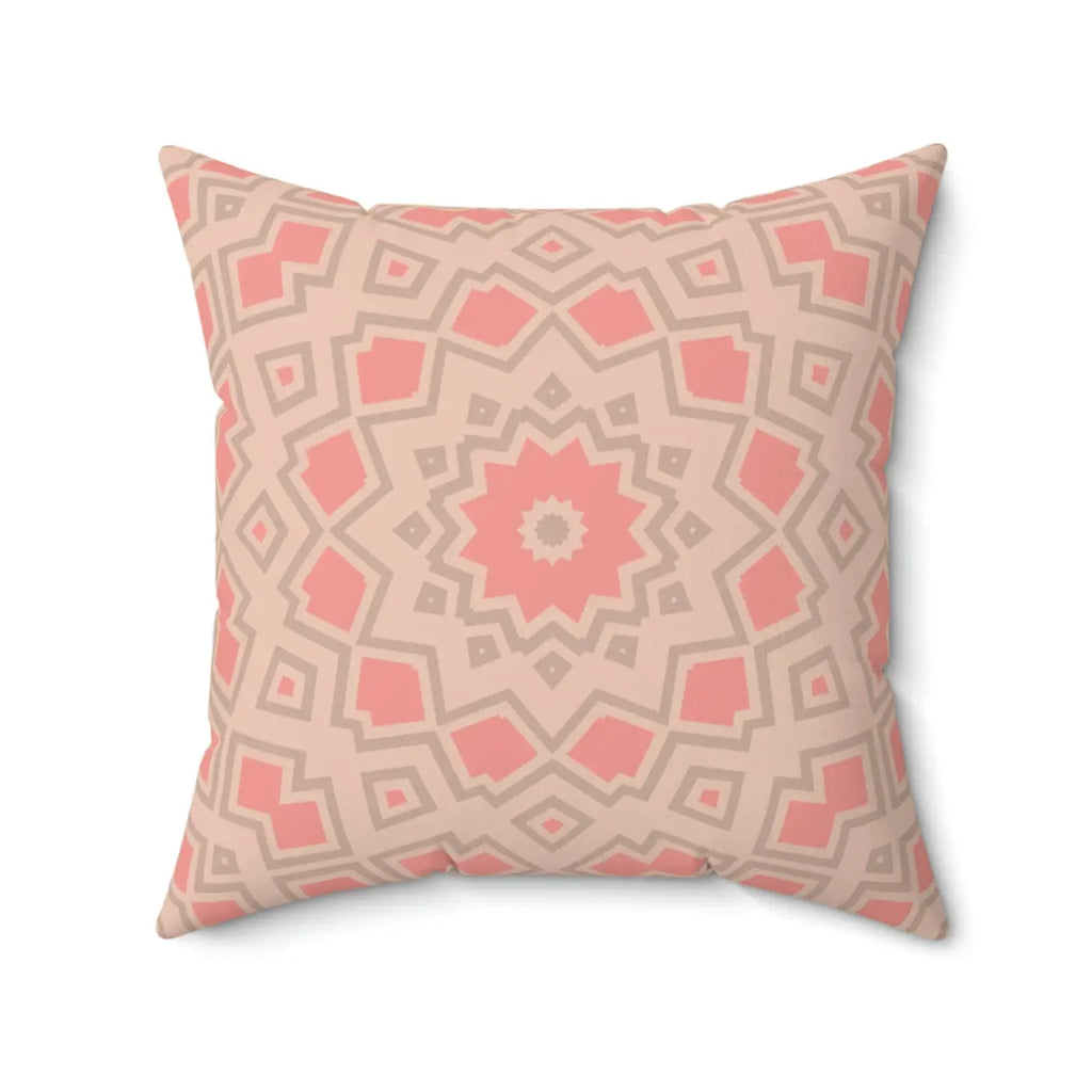 Peach Radial Abstract Pillow - Polyester Square Design - DipaliZ