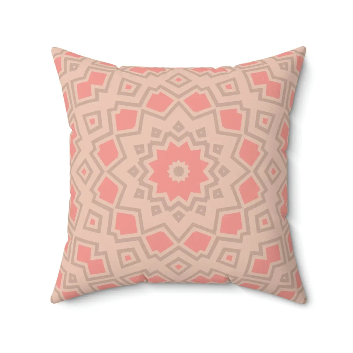 Peach Radial Abstract Pillow - Polyester Square Design - DipaliZ