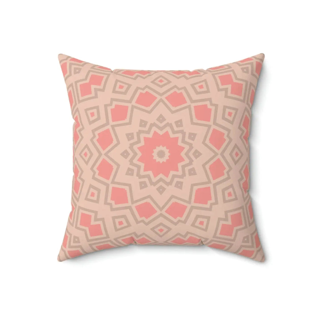 Peach Radial Abstract Pillow - Polyester Square Design - DipaliZ
