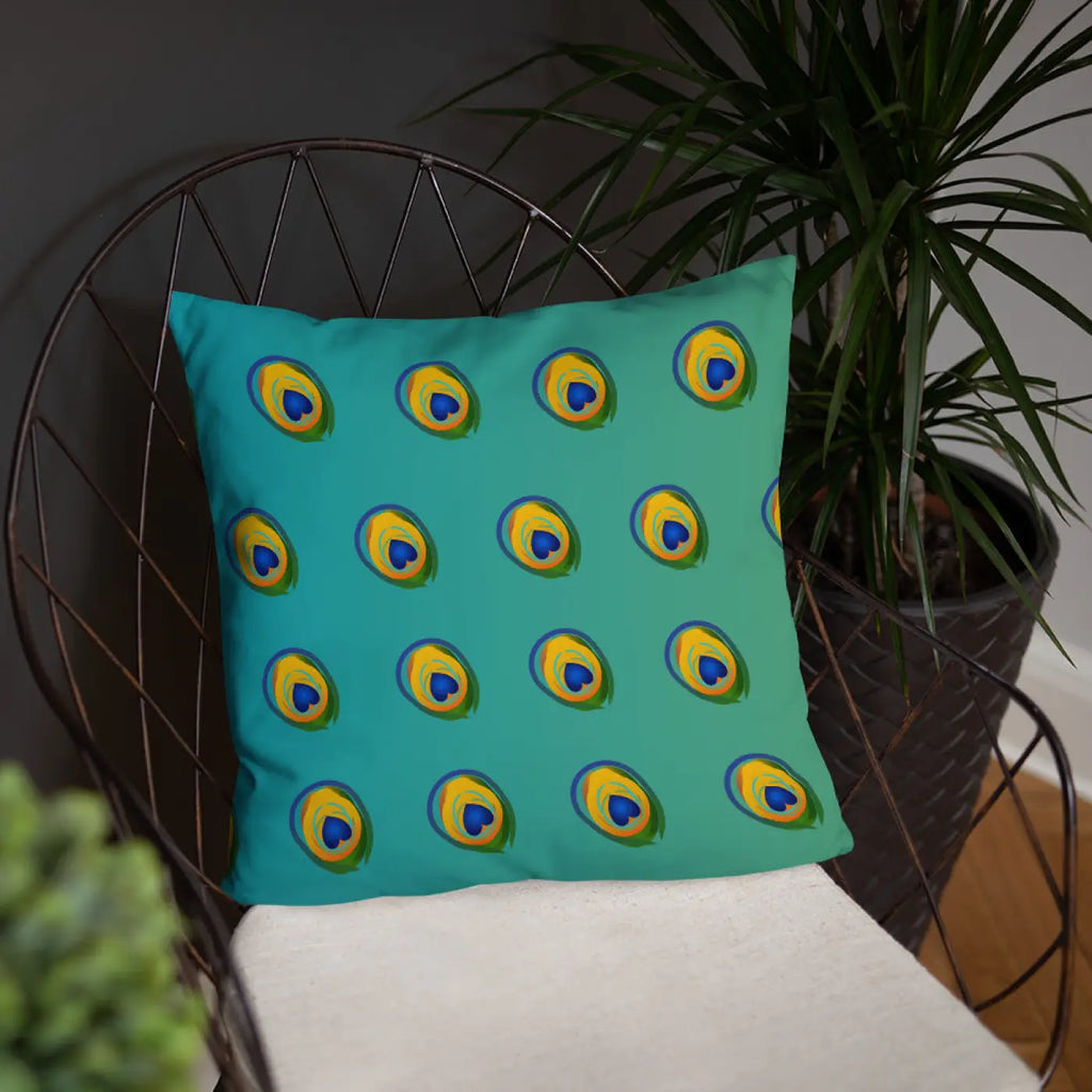 Peacock Feathers Printed Basic Throw Pillow - Royal Home Decor - DipaliZ
