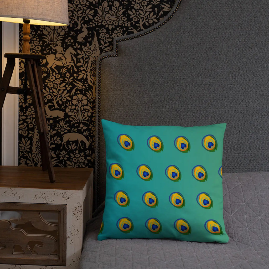 Peacock Feathers Printed Basic Throw Pillow - Royal Home Decor - DipaliZ