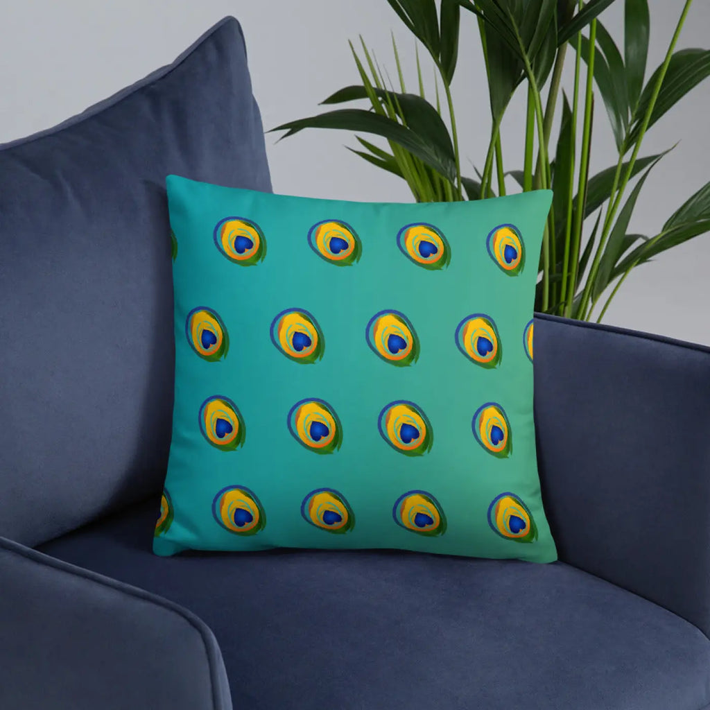 Peacock Feathers Printed Basic Throw Pillow - Royal Home Decor - DipaliZ