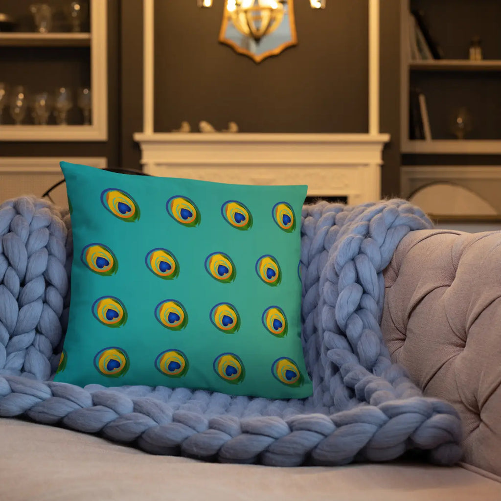 Peacock Feathers Printed Basic Throw Pillow - Royal Home Decor - DipaliZ