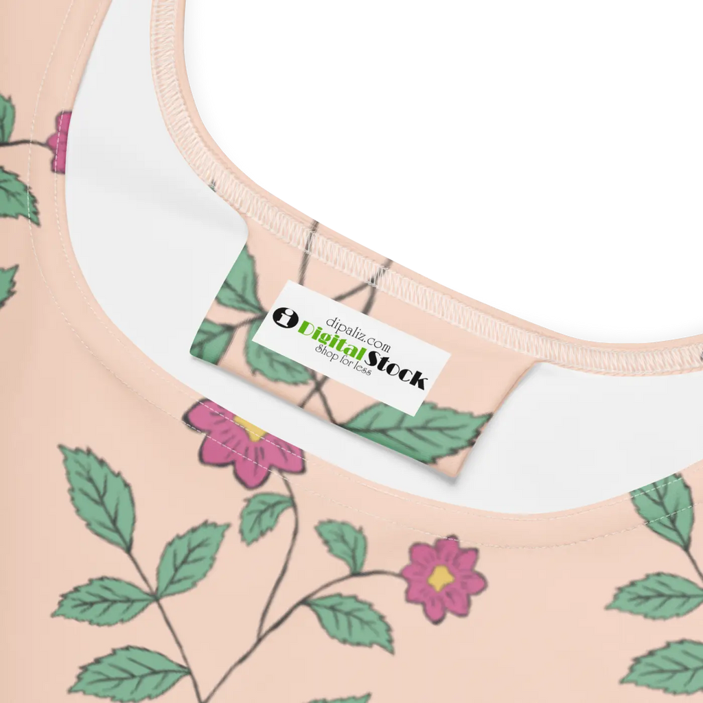 Pink Floral Skater Dress - Flared Skirt Design - DipaliZ