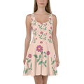 Pink Floral Skater Dress - Flared Skirt Design - DipaliZ