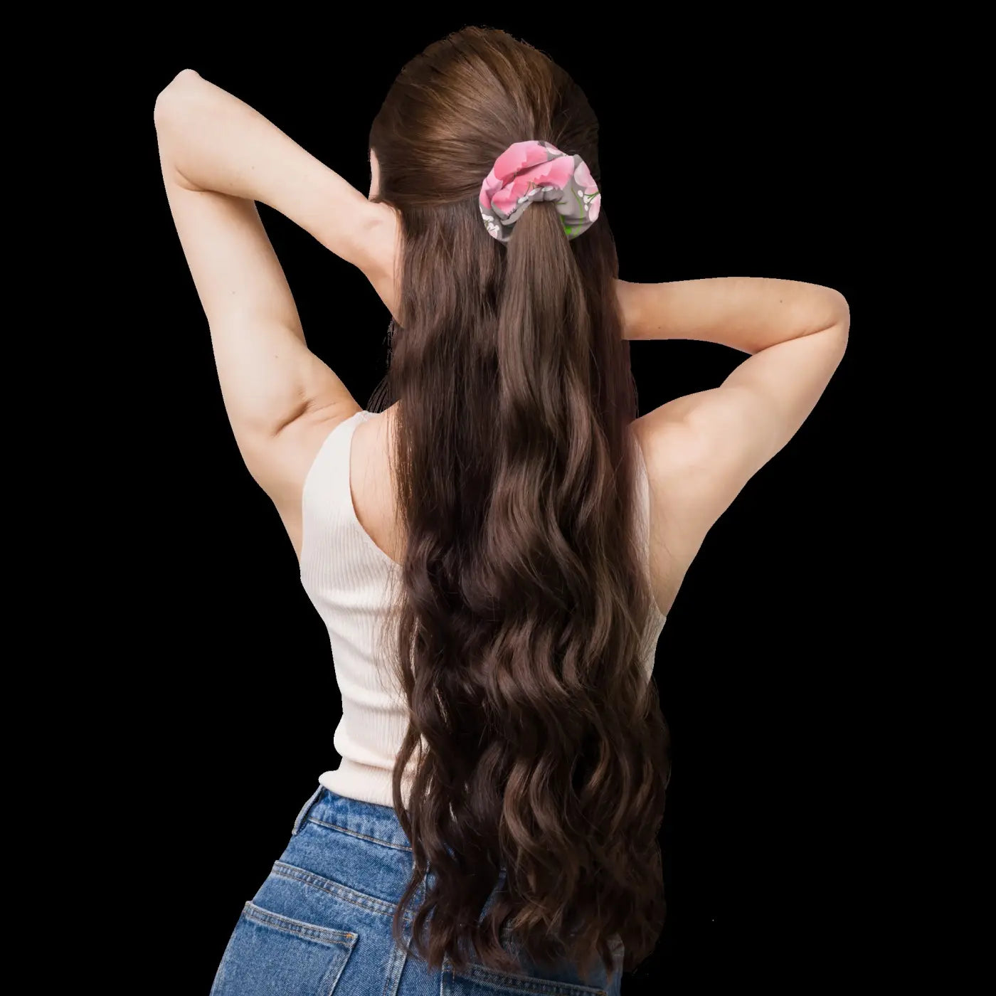 Recycled Scrunchie - Pink Flowers One Size - DipaliZ