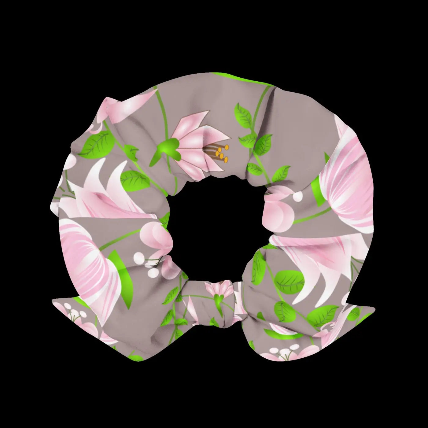 Recycled Scrunchie - Pink Flowers One Size - DipaliZ