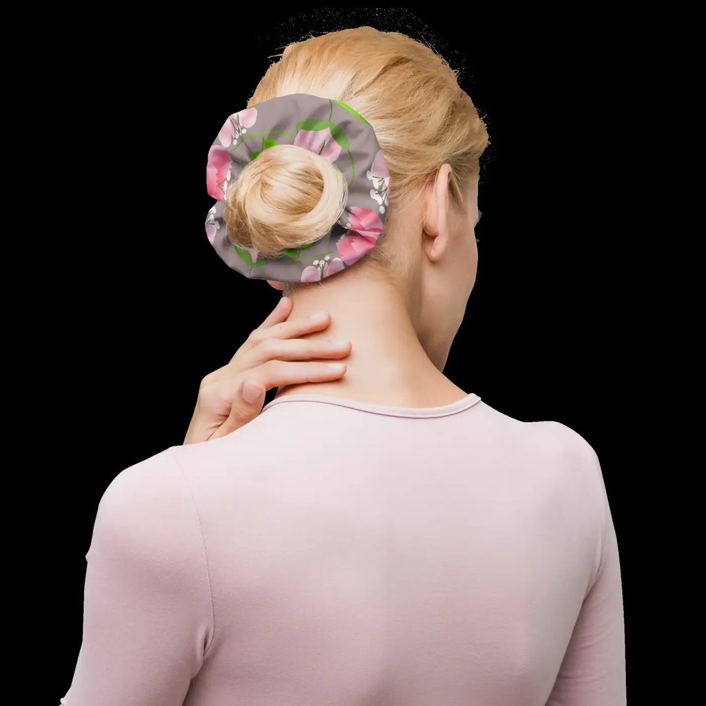 Recycled Scrunchie - Pink Flowers One Size - DipaliZ