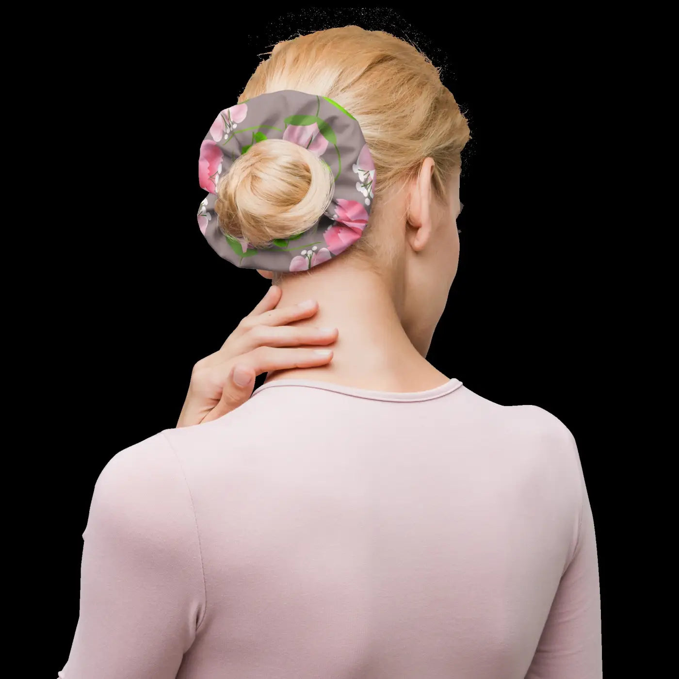 Recycled Scrunchie - Pink Flowers One Size - DipaliZ