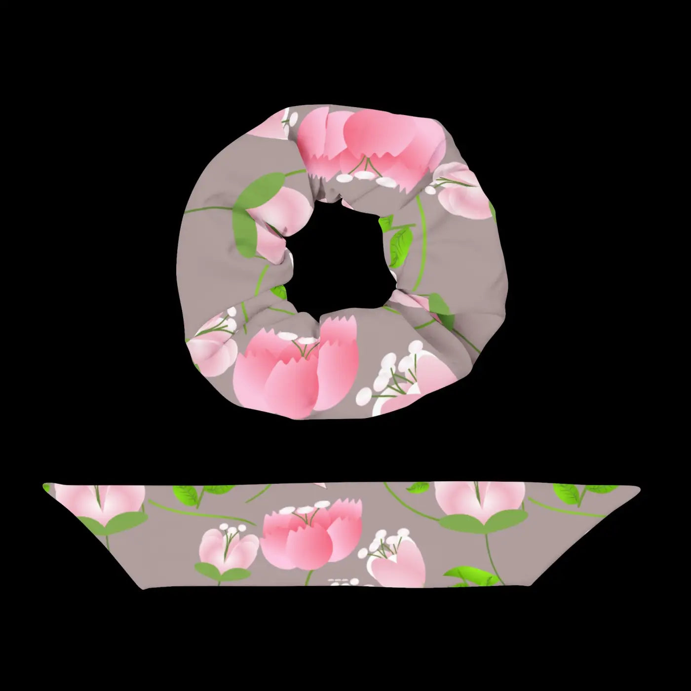 Recycled Scrunchie - Pink Flowers One Size - DipaliZ