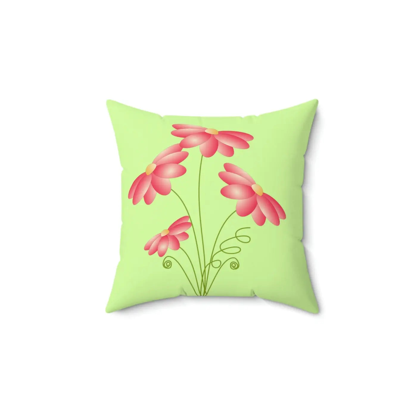 Polyester Square Pillow - Pink Flowers Design - DipaliZ