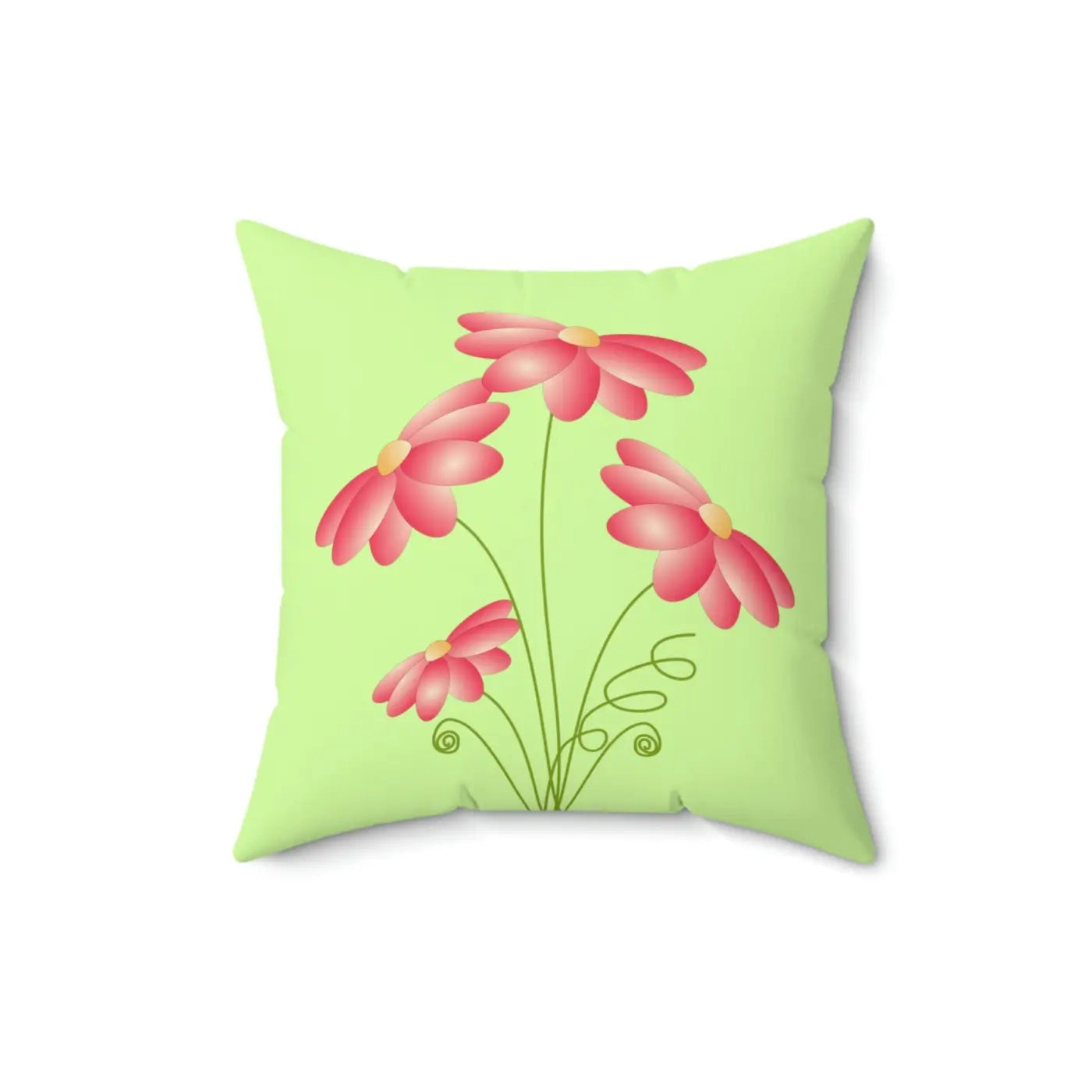 Polyester Square Pillow - Pink Flowers Design - DipaliZ