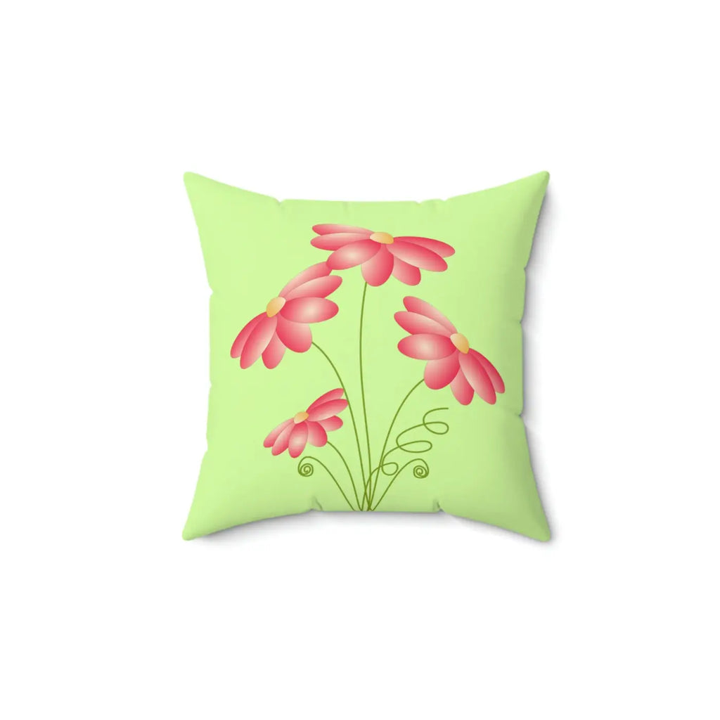 Polyester Square Pillow - Pink Flowers Design - DipaliZ