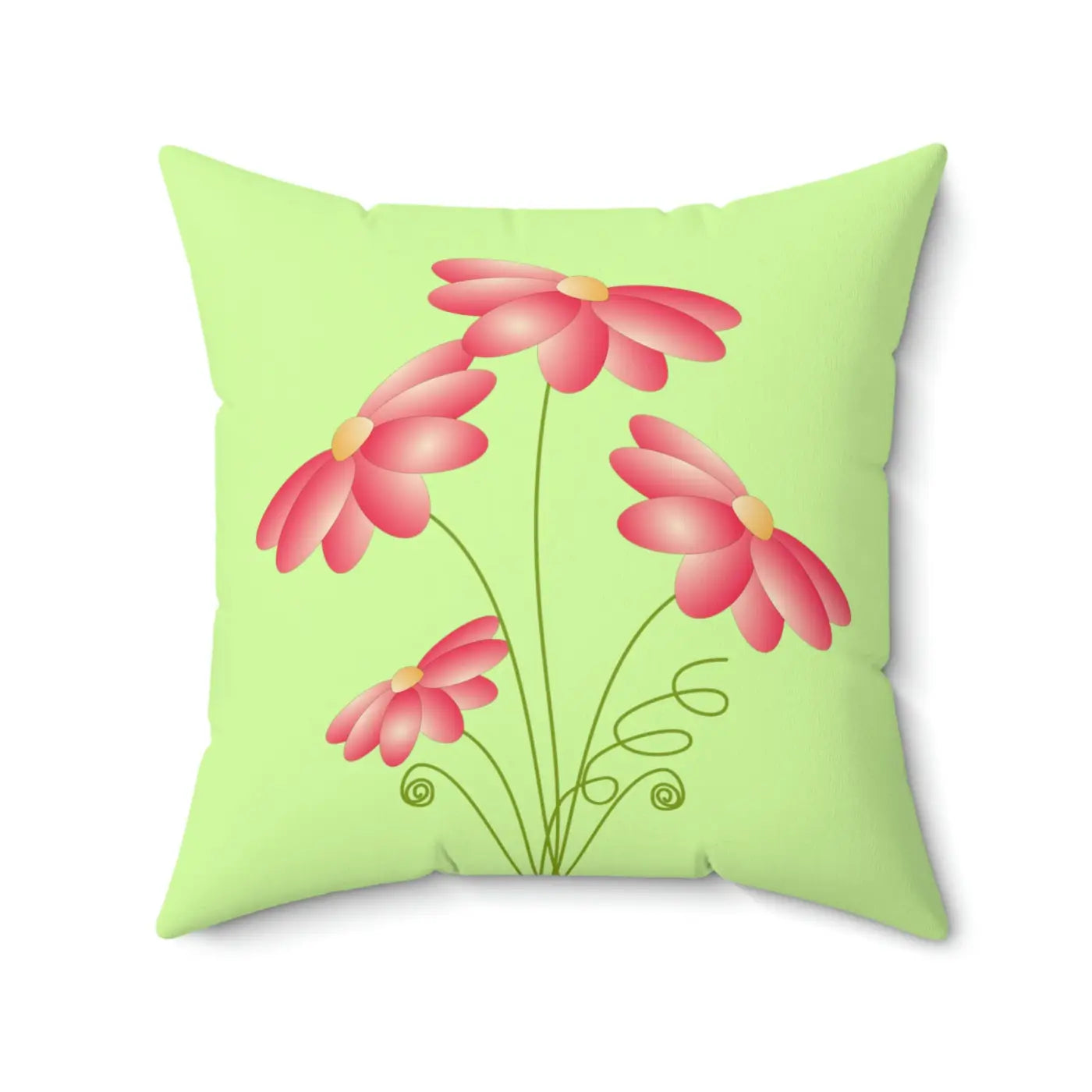 Polyester Square Pillow - Pink Flowers Design - DipaliZ