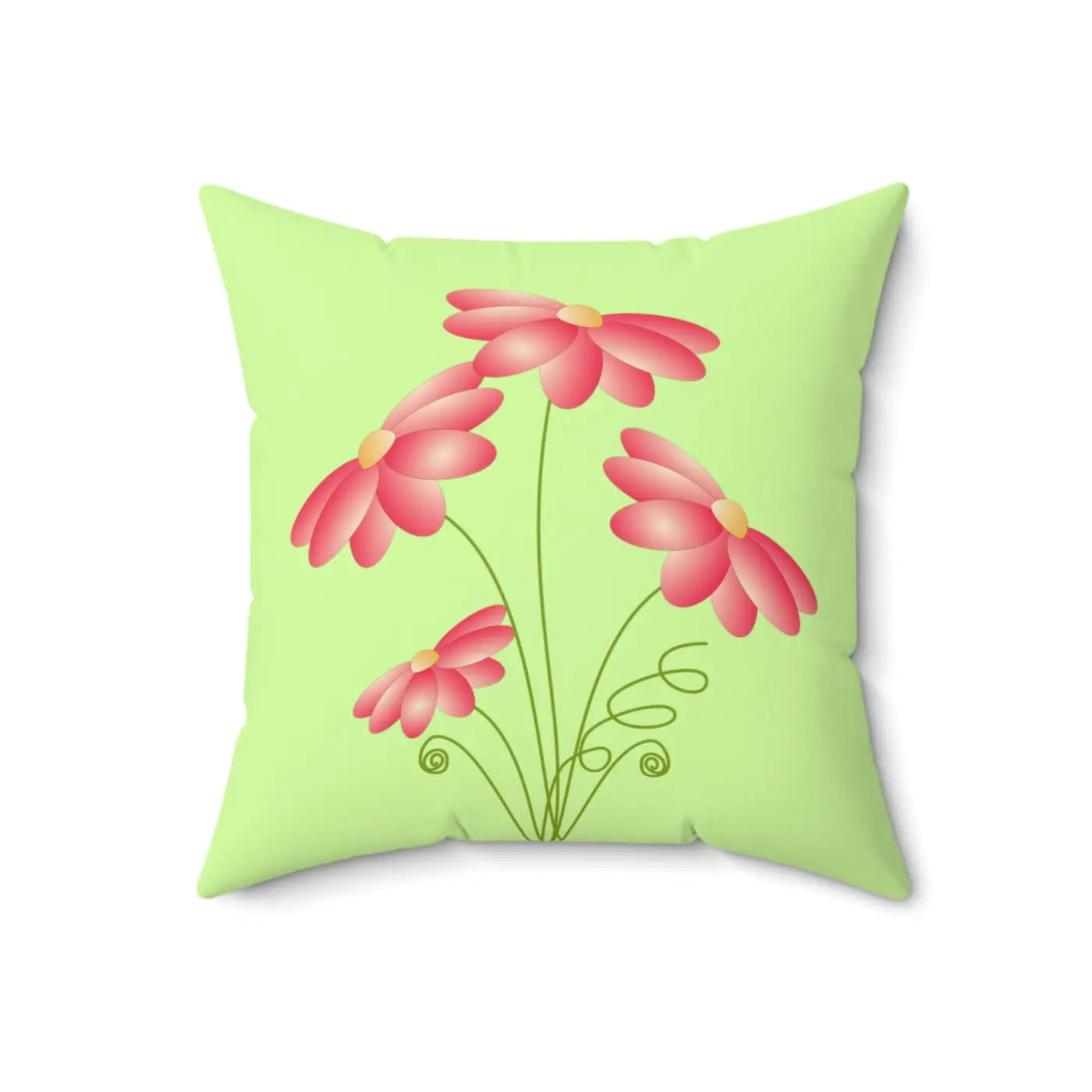 Polyester Square Pillow - Pink Flowers Design - DipaliZ