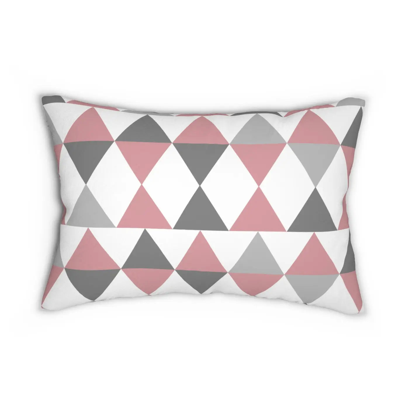 Pink and Grey Triangles Lumbar Pillow - Spun Polyester - DipaliZ