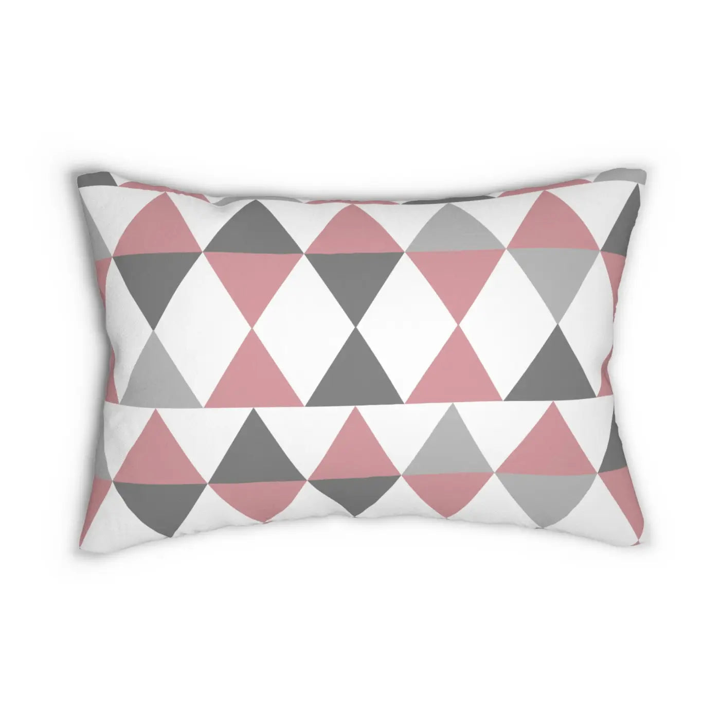 Pink and Grey Triangles Lumbar Pillow - Spun Polyester - DipaliZ
