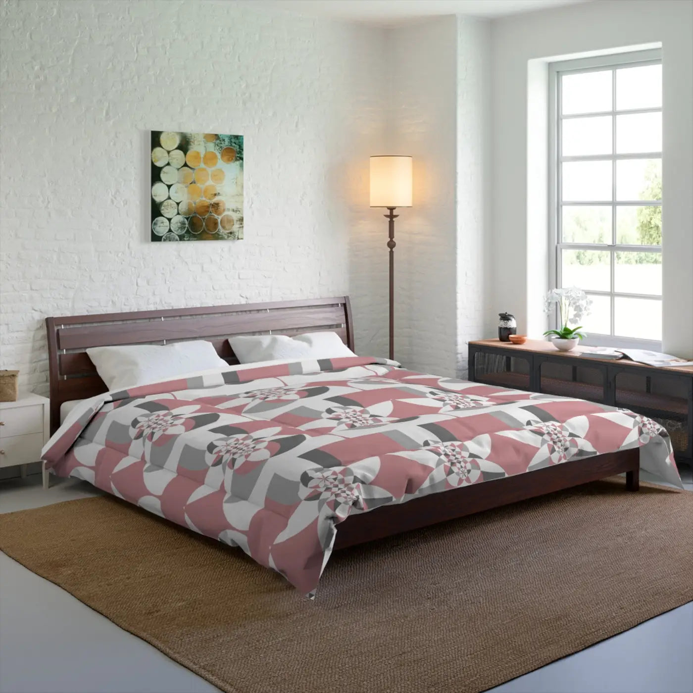 Grey Geometrical Pattern Bedding Set - Modern Chic Design - DipaliZ