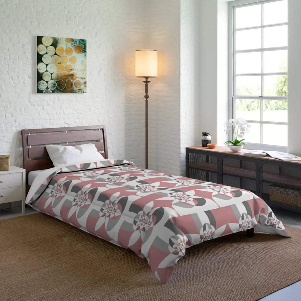 Grey Geometrical Pattern Bedding Set - Modern Chic Design - DipaliZ