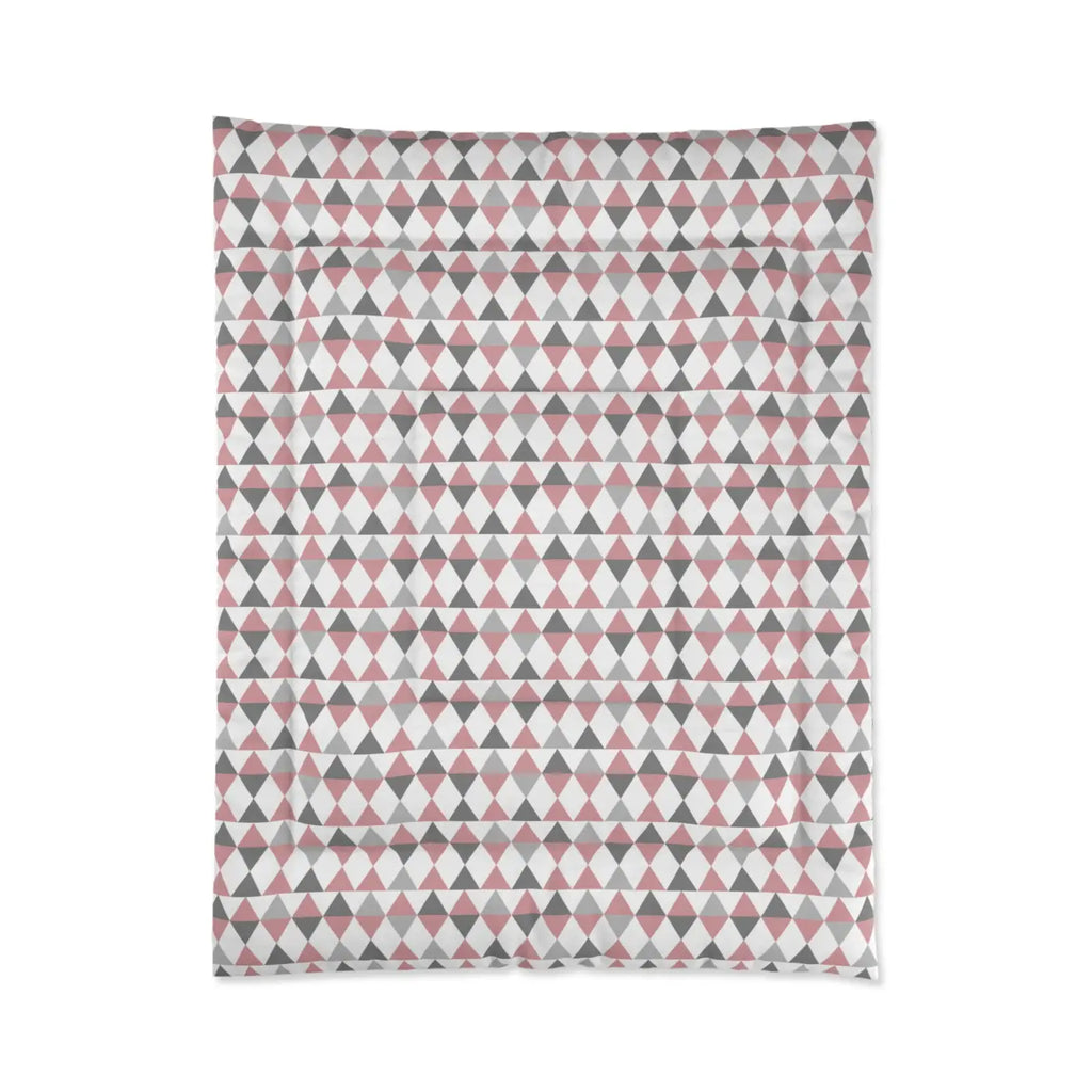 Cozy Comforter - Pink and Grey Triangles Design - DipaliZ
