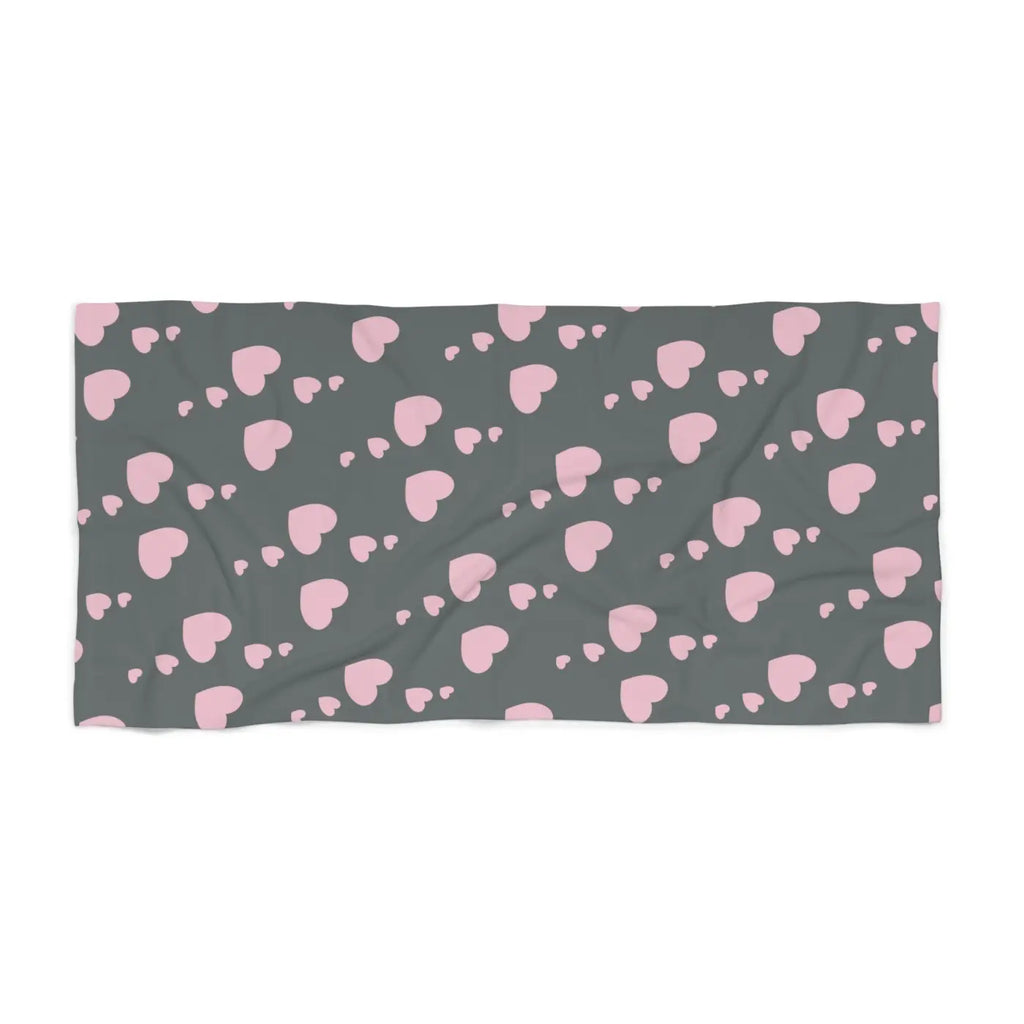 Pink Hearts Beach Towel - Luxurious Custom Design - DipaliZ