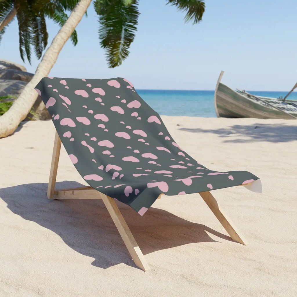 Pink Hearts Beach Towel - Luxurious Custom Design - DipaliZ