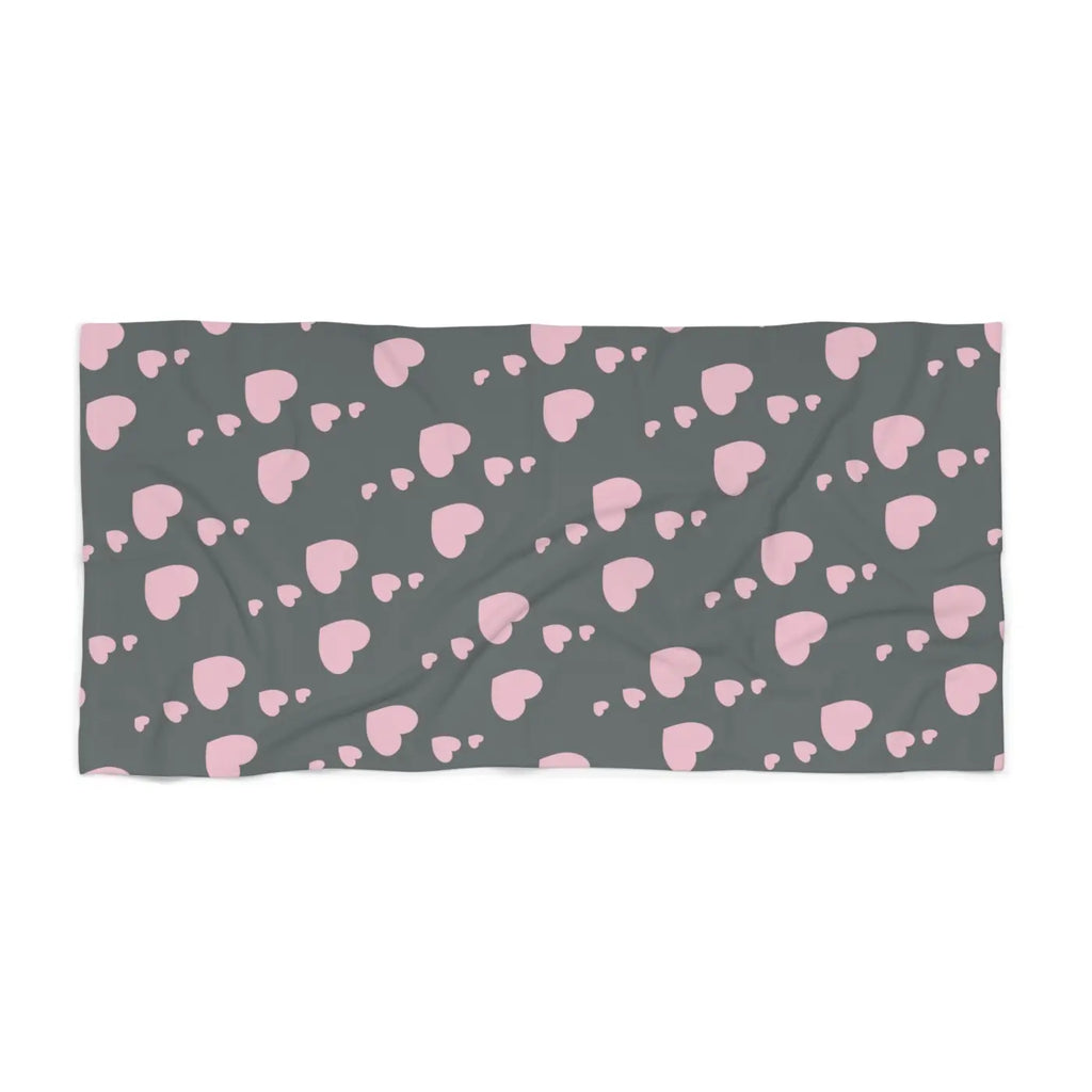 Pink Hearts Beach Towel - Luxurious Custom Design - DipaliZ