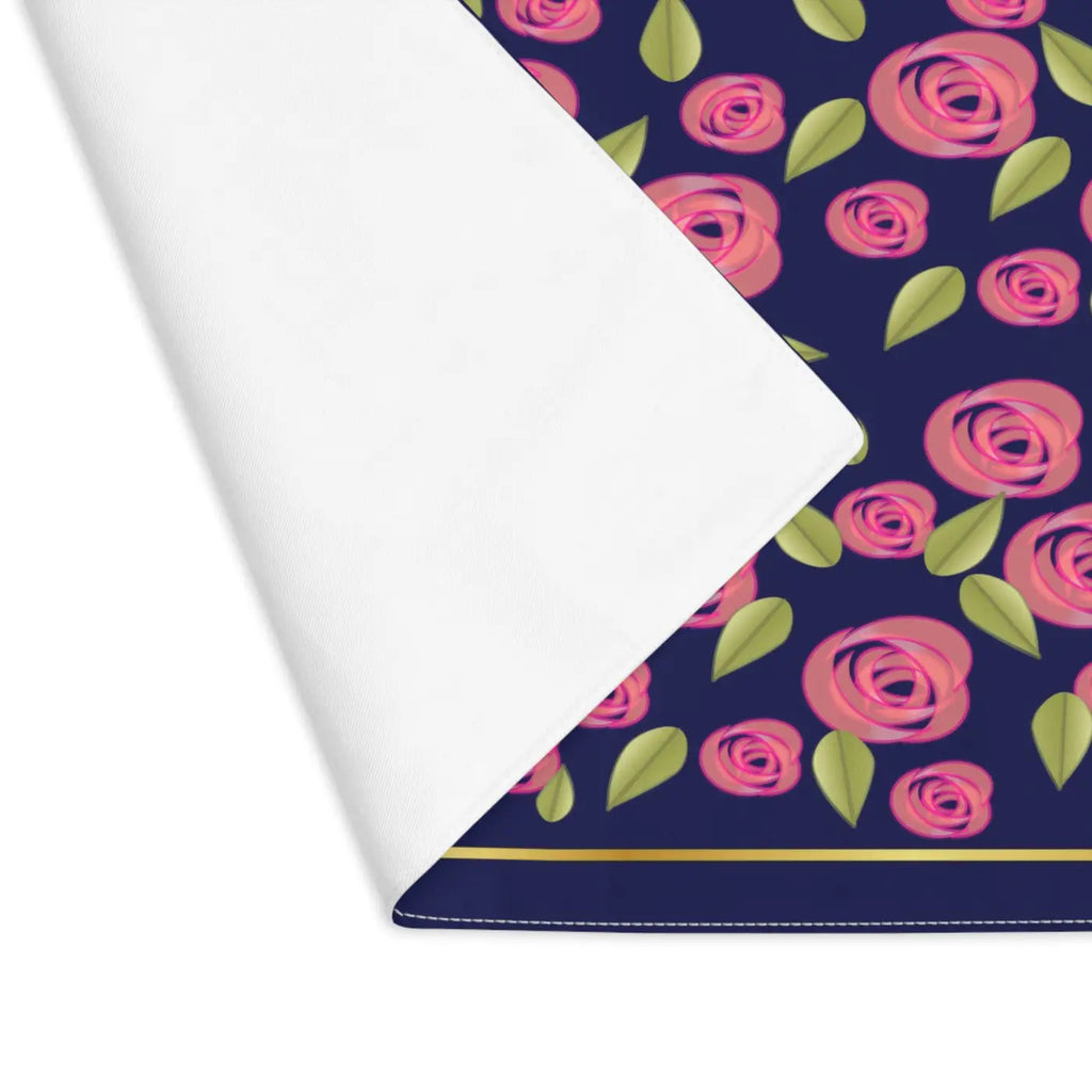 Pink Roses Placemat - Navy Blue Floral Dining - DipaliZ