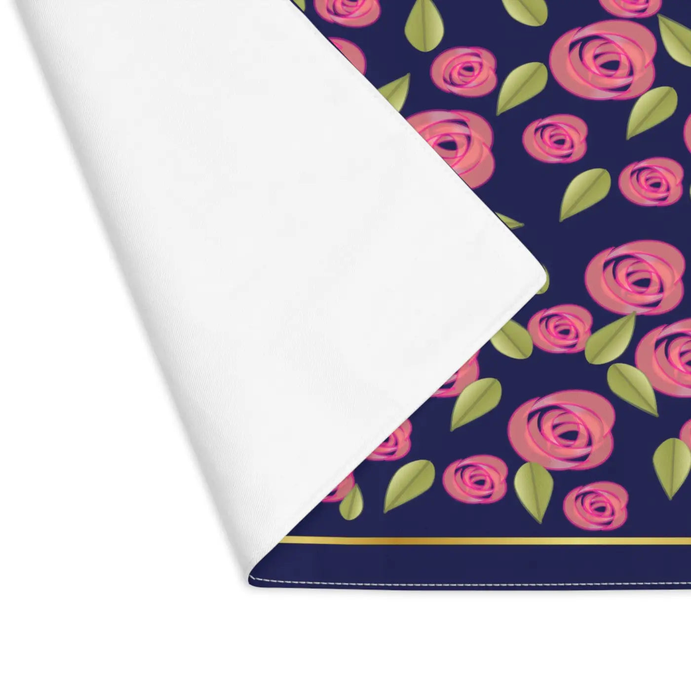 Pink Roses Placemat - Navy Blue Floral Dining - DipaliZ