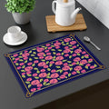 Pink Roses Placemat - Navy Blue Floral Dining - DipaliZ