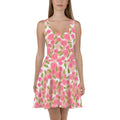 Pink Roses Skater Dress - Flared Skirt Eco Fashion - DipaliZ